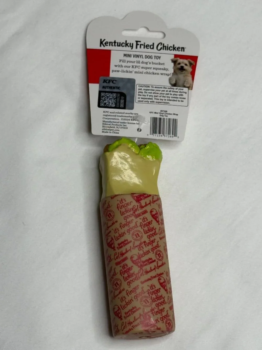 KFC Chicken Wrap Dog Toy Vinyl Squeaky Chew Pet Toy New